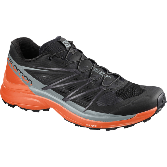 Zapatillas Trail Running Salomon Hombre Negras / Gris / Naranjas - Salomon Argentina WINGS PRO 3 ,80